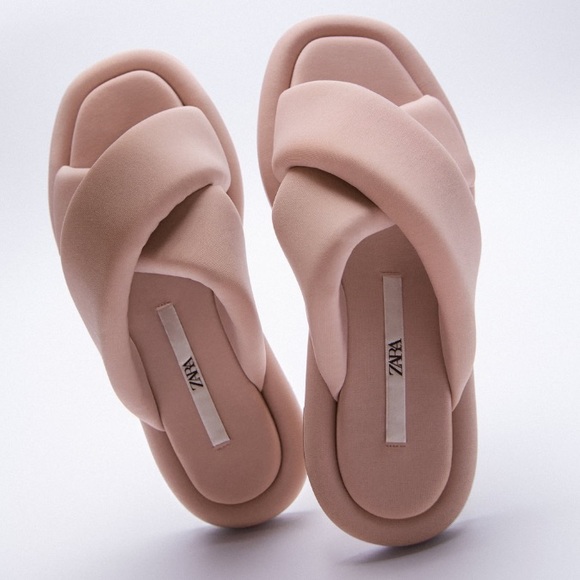 Zara Mauve Quilted square toe sandals/ slides - Picture 6 of 8